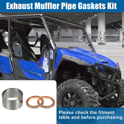 Set Exhaust Pipe Muffler Silencer Gasket for Yamaha Rhino 660 YXR660F 4X4