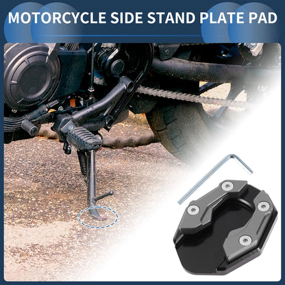 Side Stand Plate Pad with Wrench, Aluminum Alloy Titanium Tone for Motorcycle