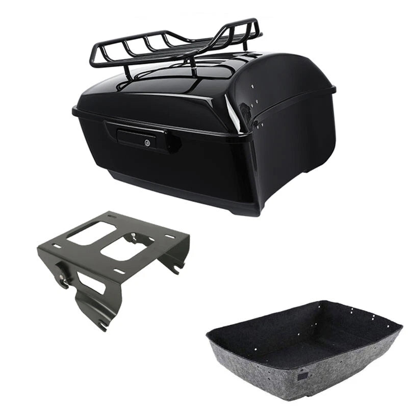 Black King Trunk Luggage Rack Solo Mount for Harley Touring (2014-2025)