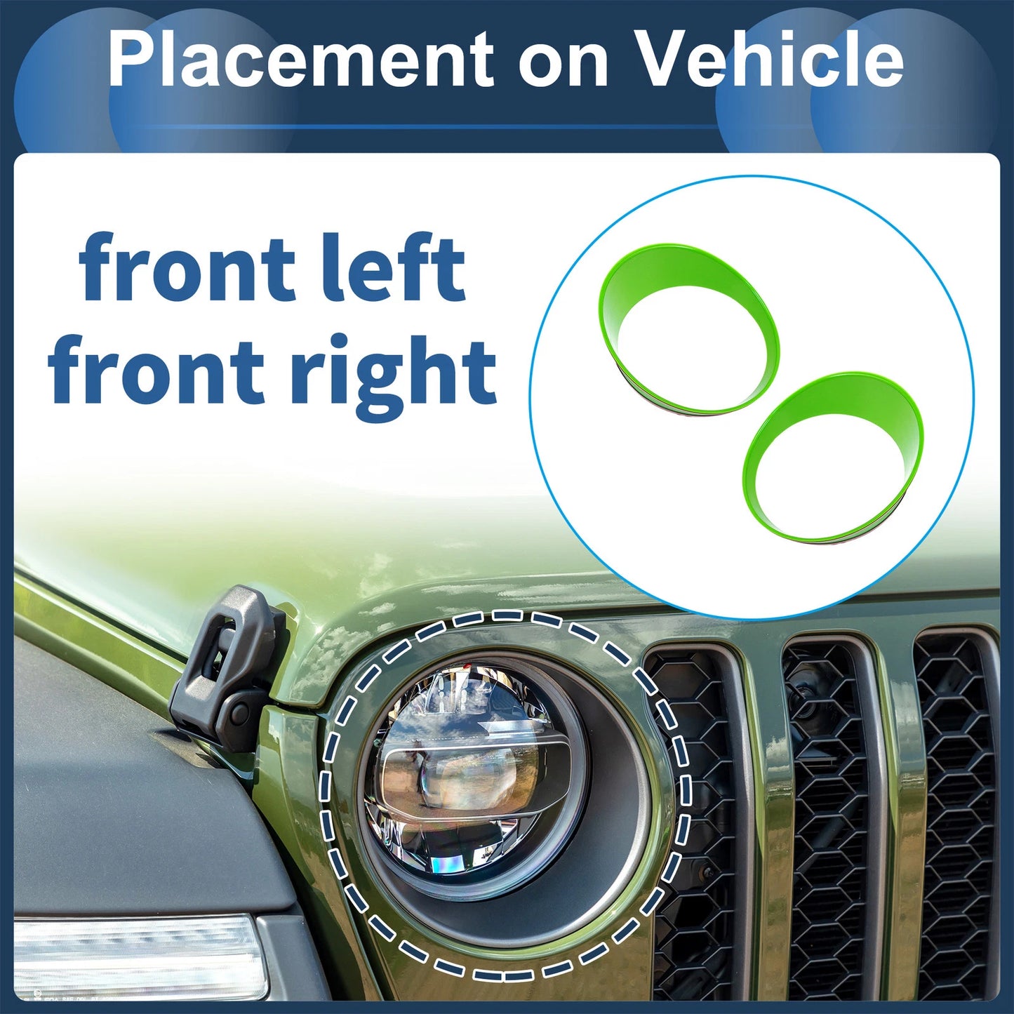 2 x Front Left & Right Headlight Trim Bezels for Jeep Wrangler (2027)