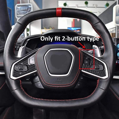 Carbon Fiber Steering Wheel Remote Control Button Cover Trim for Corvette C8