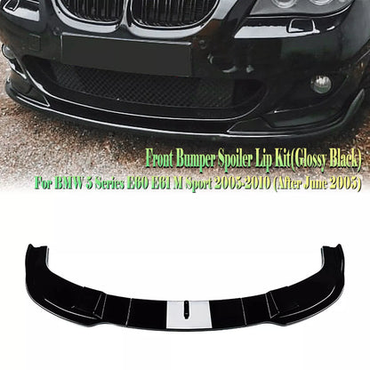 Front Bumper Spoiler Lip for BMW 5 Series E60 E61 M Sport (2004-2010) Black