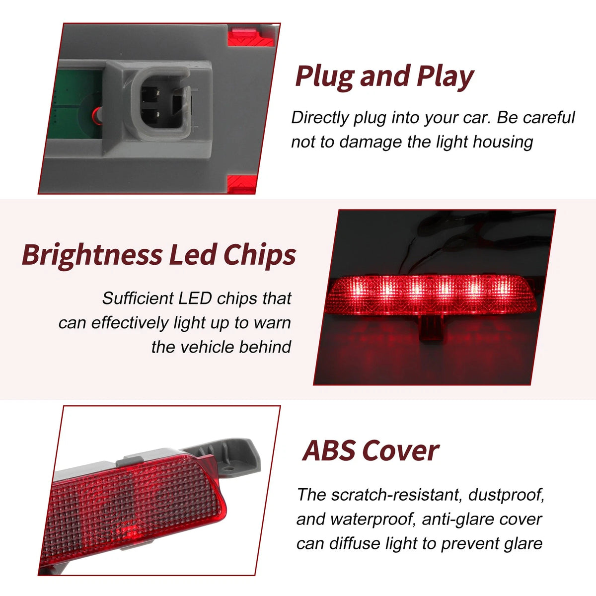 Red High Mount LED Third Brake Light for Chevrolet Malibu (2008-2012)