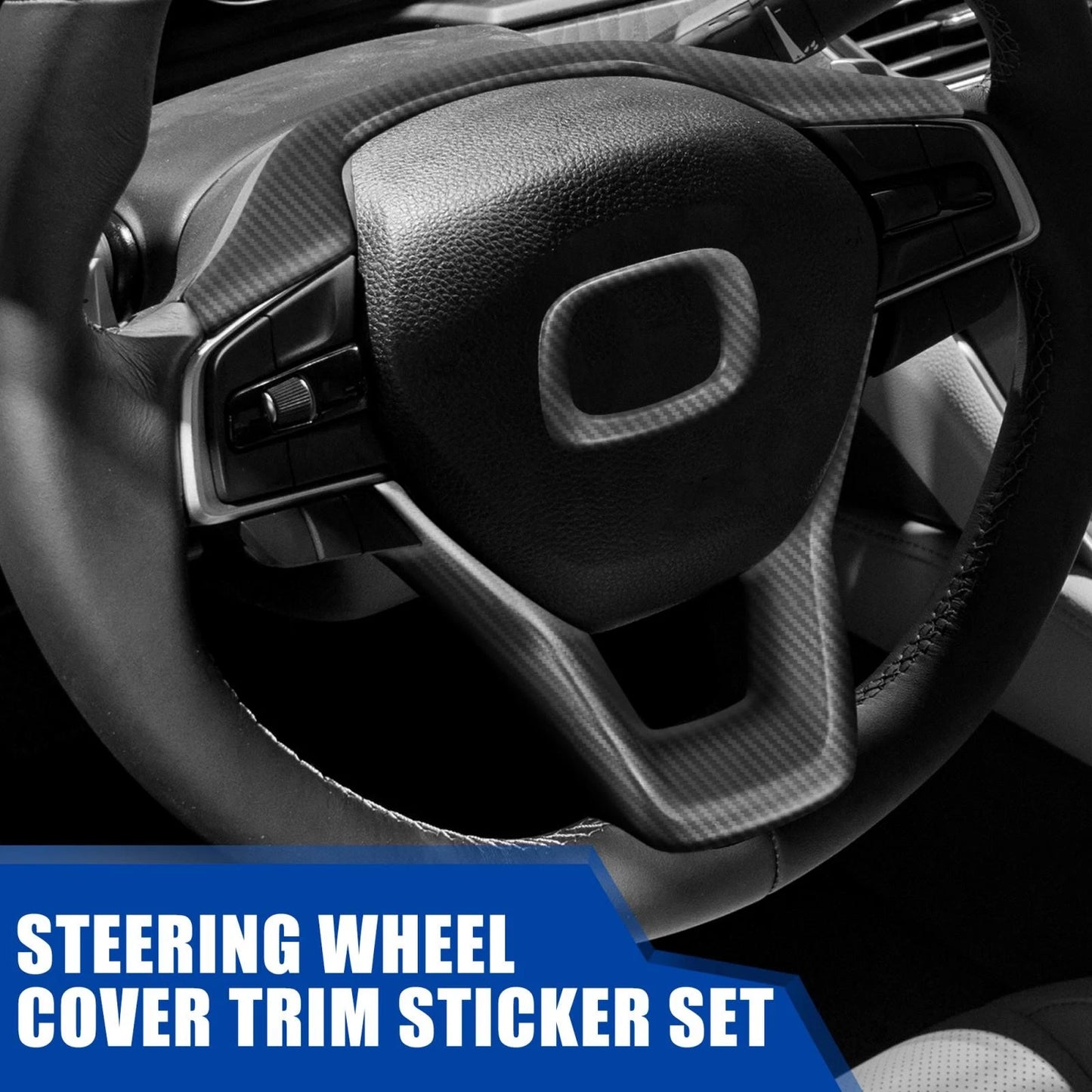 3pcs Steering Wheel Cover Trim for Honda Accord (2018-2021) Carbon Fiber