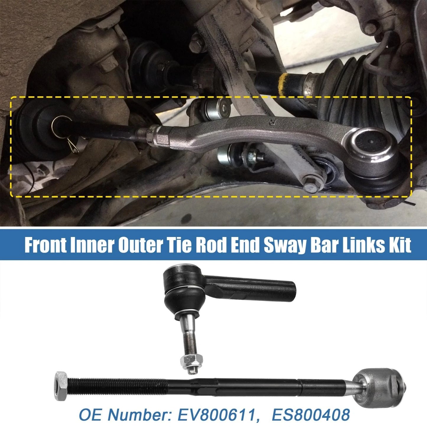 4 x Front Inner Outer Tie Rod End Links for Dodge Journey