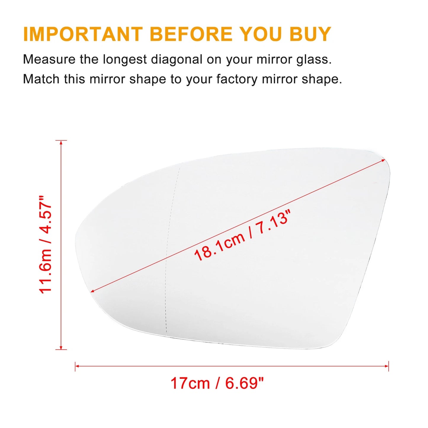 Rearview Driver Left Side Heated Mirror Glass With Backing for Chevrolet Cruze