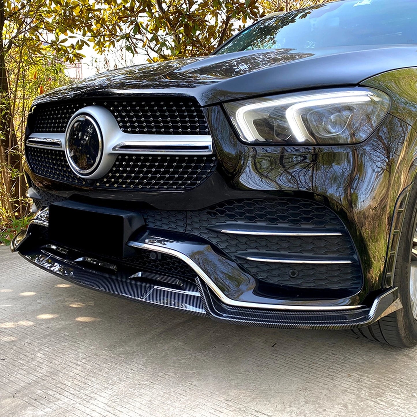 Front Bumper Spoiler Lip for Benz GLE W167 C167 (2020-2023) Carbon Fiber Look
