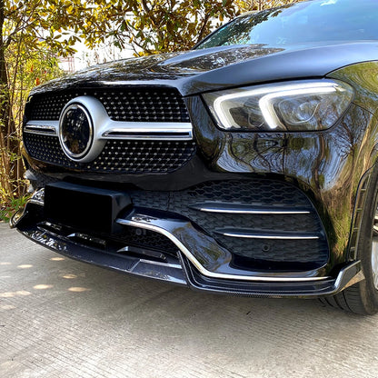 Front Bumper Spoiler Lip for Benz GLE W167 C167 (2020-2023) Carbon Fiber Look