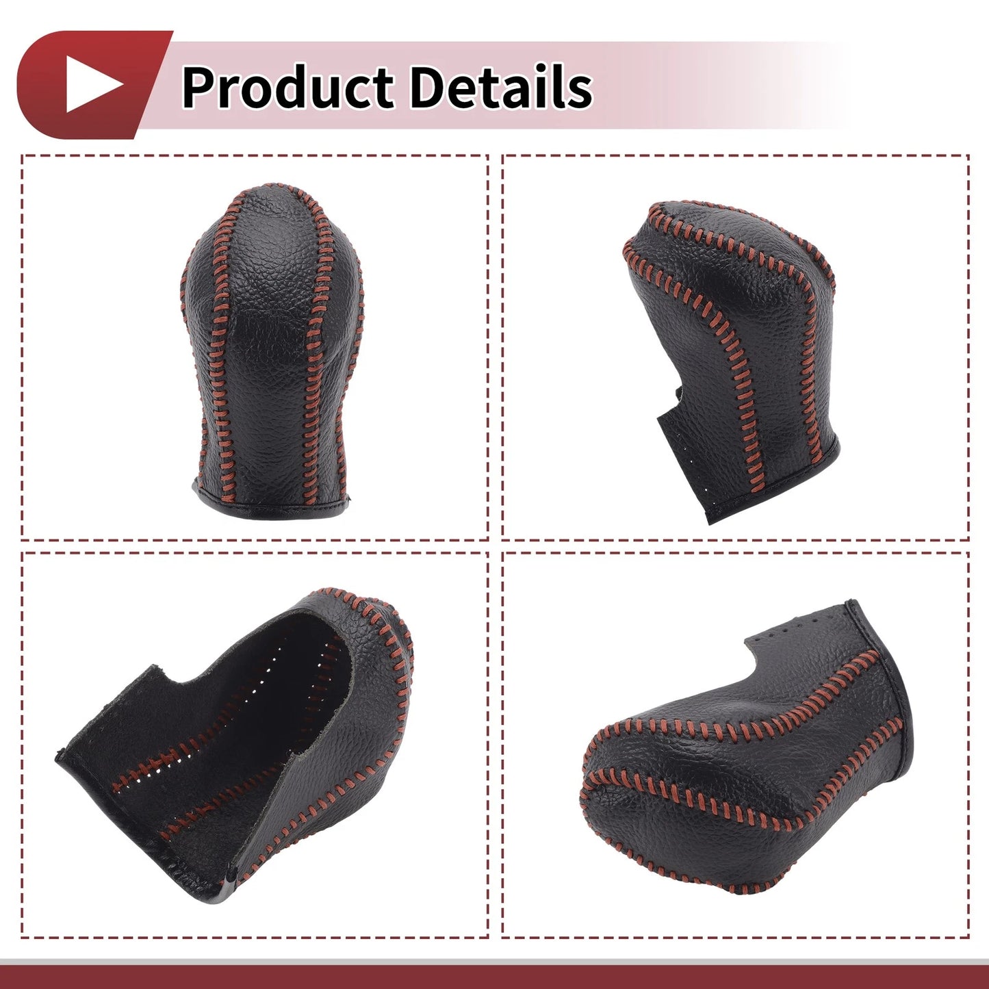 Car Gear Shift Knob Cover for Nissan Maxima (2016-2023) Black Brown Faux Leather