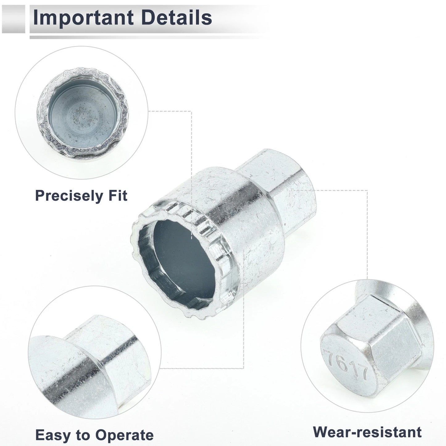 Wheel Lock Lugnut with 19mm Adapter Key for Volvo