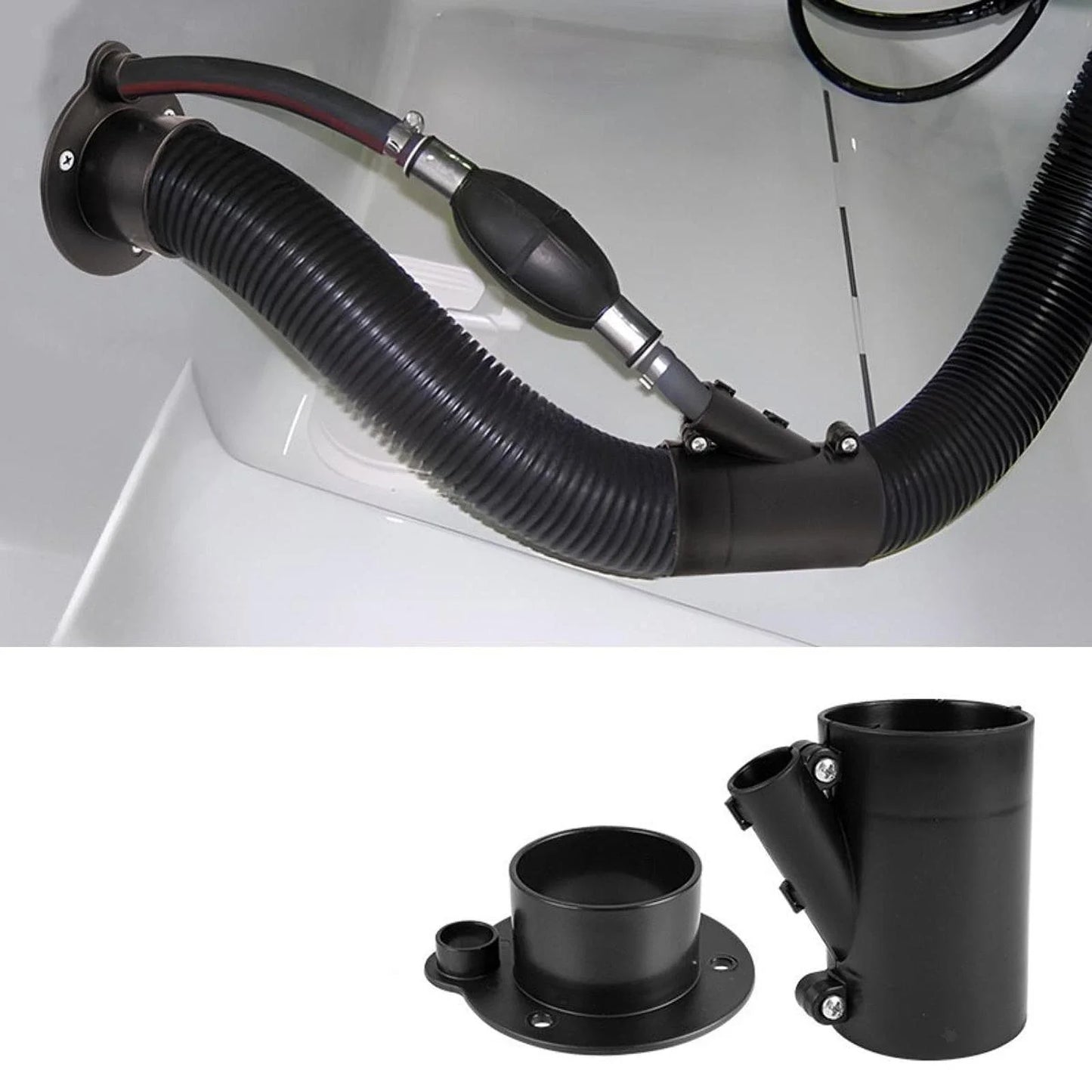 Outboard Rigging Hose Flange Union Black for Yacht Wiring with Fuel Port