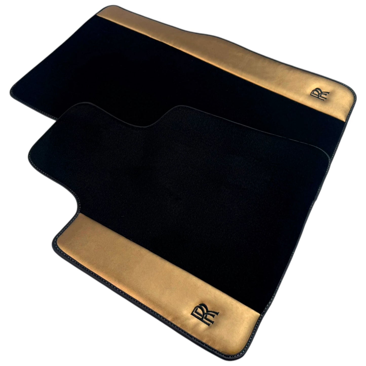 AutoWin Floor Mats for Rolls Royce Phantom Sedan 2003-2016 | Gold Leather