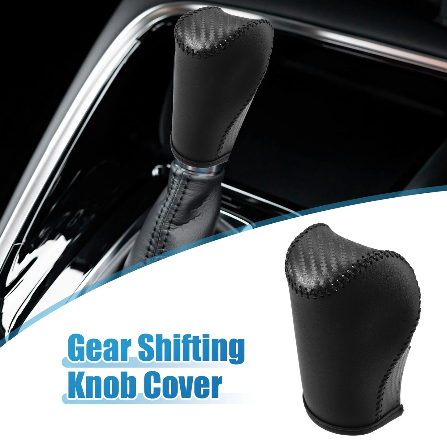 Jeep Gear Shifting Knob Cover PU Leather Carbon Fiber Black