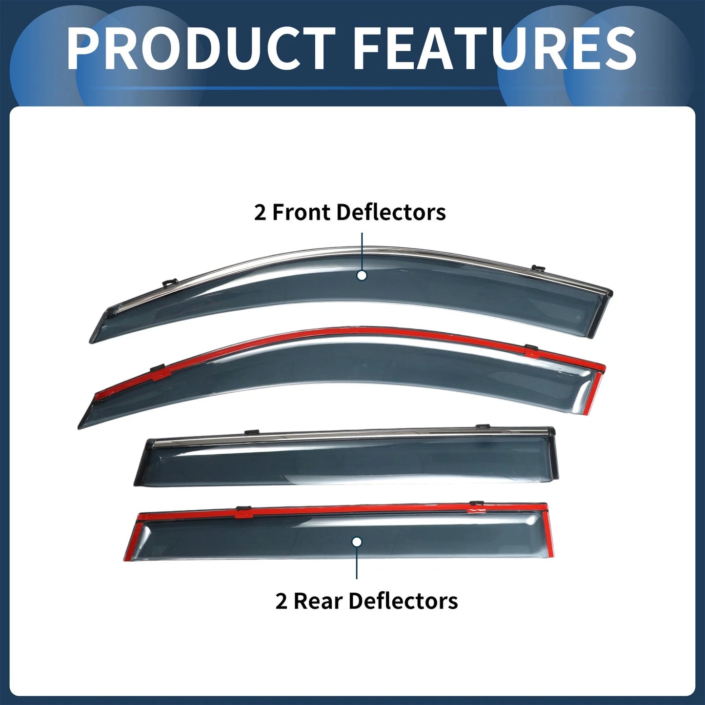 Window Deflectors for Toyota RAV4 2006-2012 Side Window Vent Visors Black 1 Set