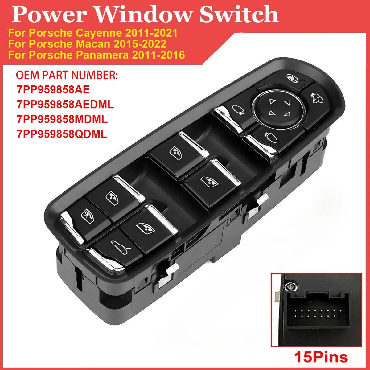 Master Power Window Switch for Porsche Panamera Cayenne Macan (2003–2024)
