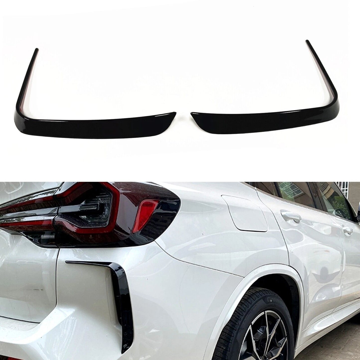 Rear Side Spoiler Trim 1 x Pair Gloss Black for BMW X3 X3M (2022-2024)