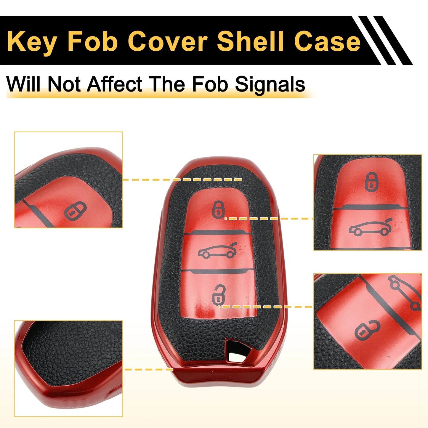 Red TPU Key Fob Shell Cover Case for Peugeot 308, 408 (2007-2023)