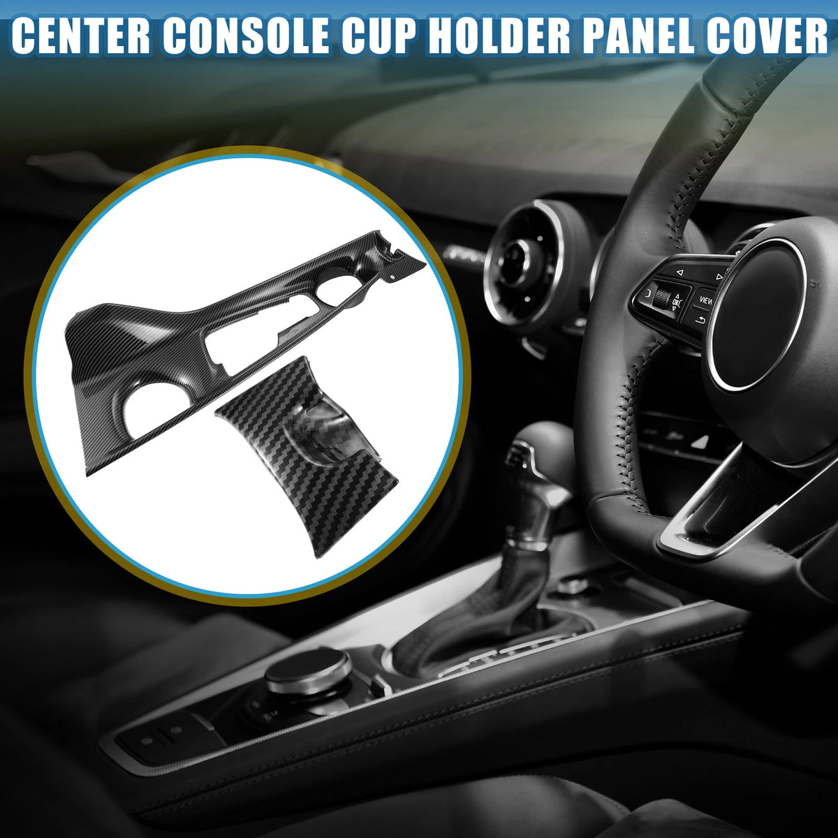 Center Console Cup Holder Cover Trim for Toyota CHR (2017-2021) Black