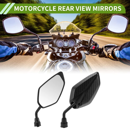 Rear View Mirrors Leaf Shape Carbon Fiber Pattern Black Iron for M10