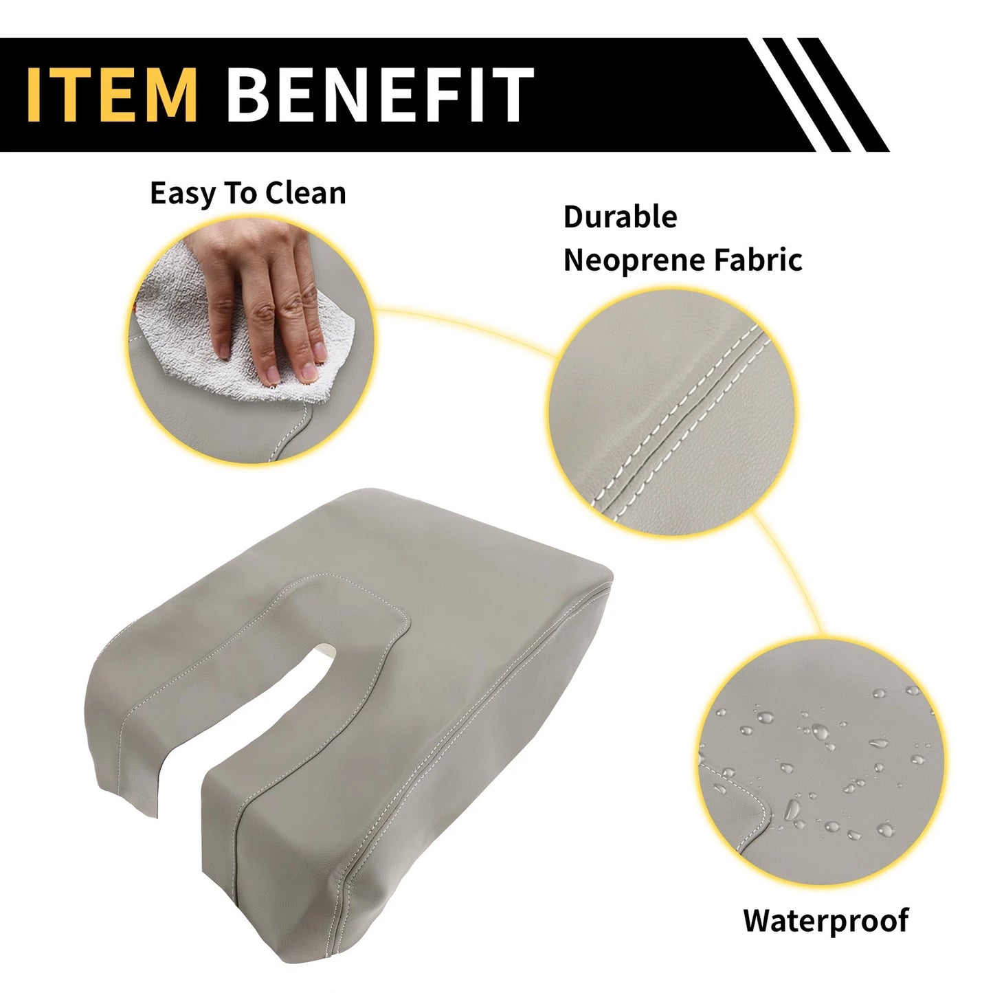 Center Console Lid Armrest Cover for Toyota Tundra (2014-2021) Microfiber Leather