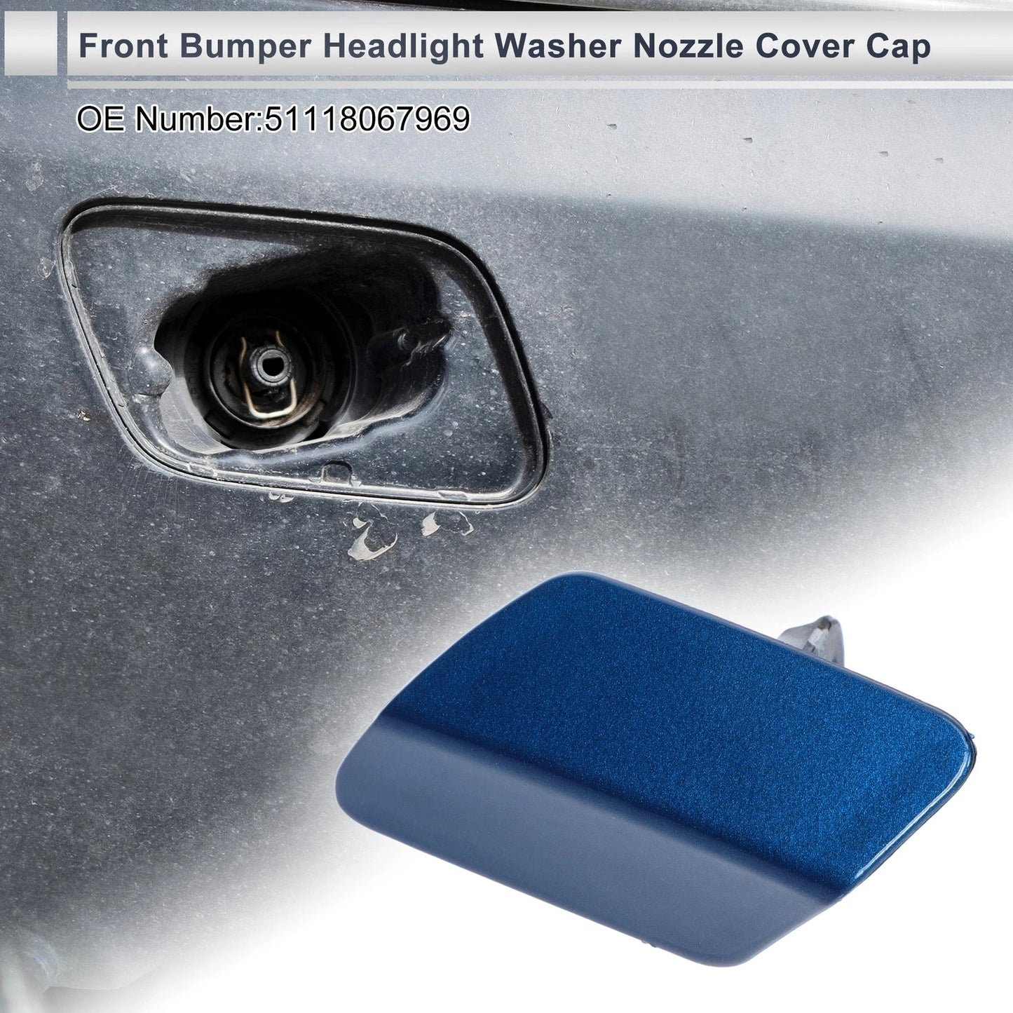 Front Left Side Bumper Headlight Washer Nozzle Cover Cap for BMW 320i Blue
