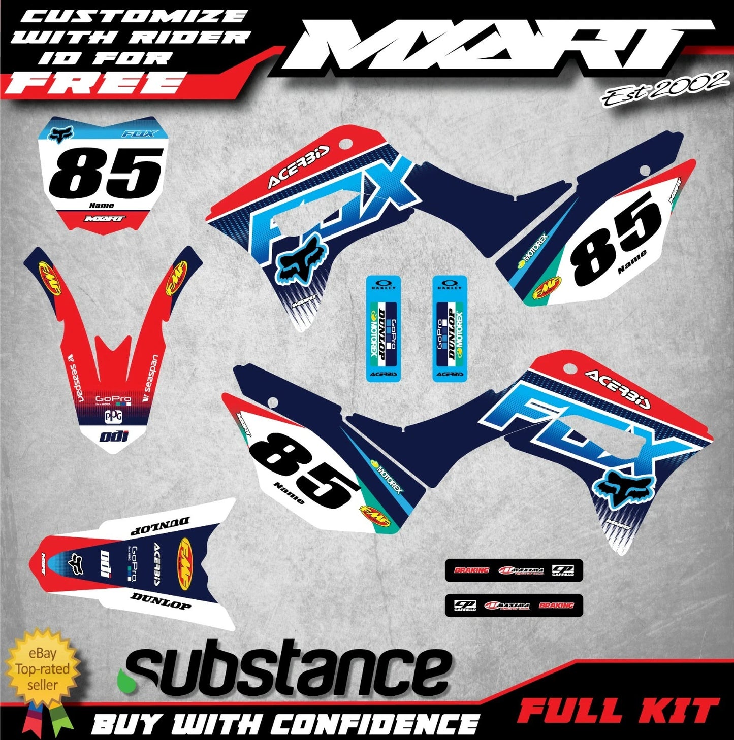 Custom Graphics Full Kit for Honda CRF 125 (2019-2022) FOXY STYLE