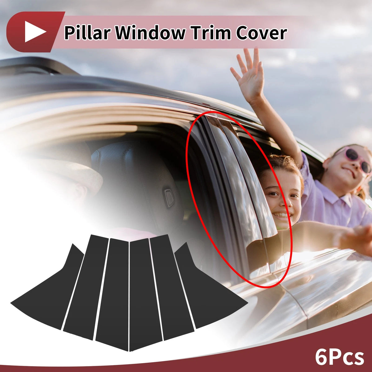 6 Pcs Door Pillar Window Trim for KIA EV6 GT (2021-2024) Black