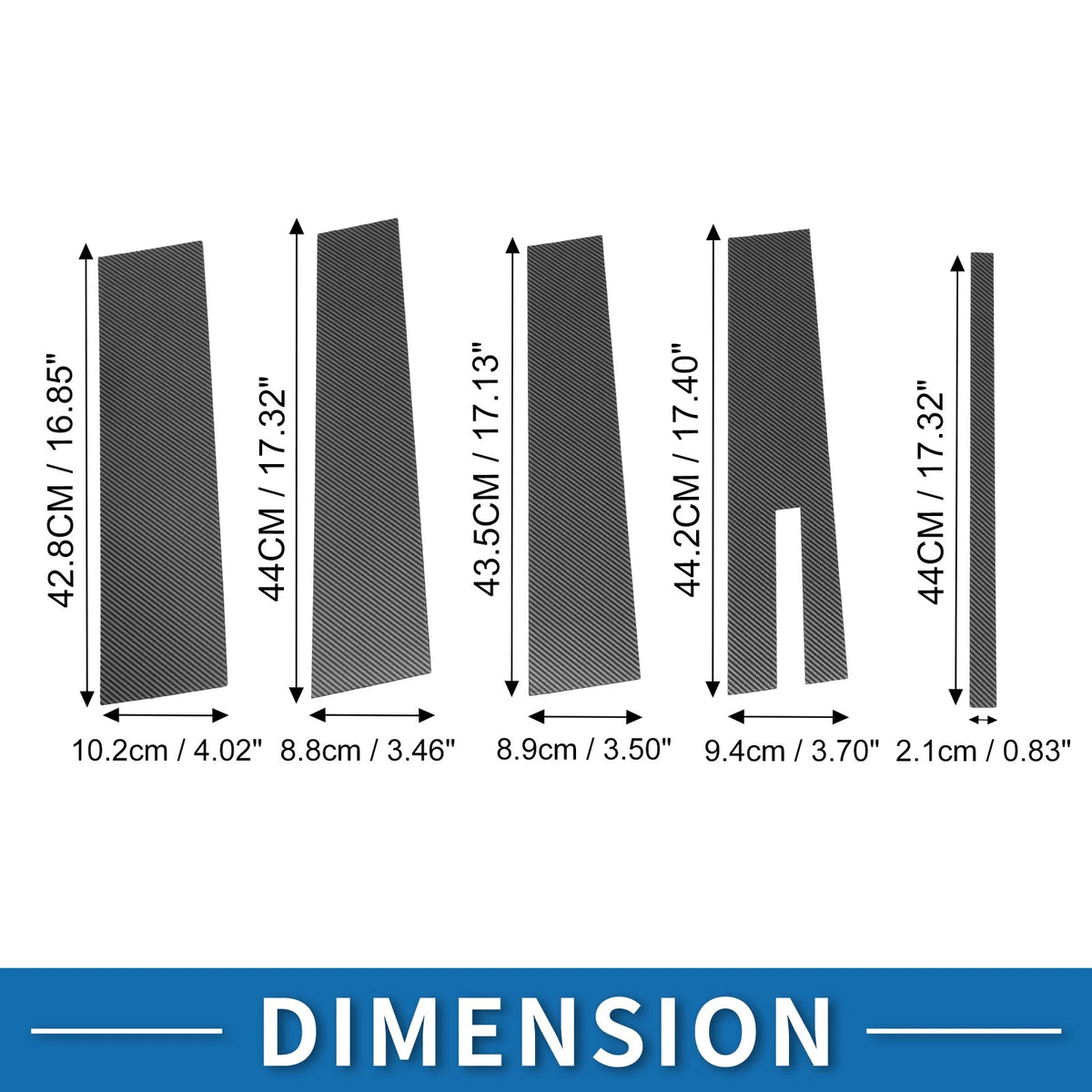 9 x Door Pillar Window Trim for Ford Flex (2009-2015) Carbon Fiber Black