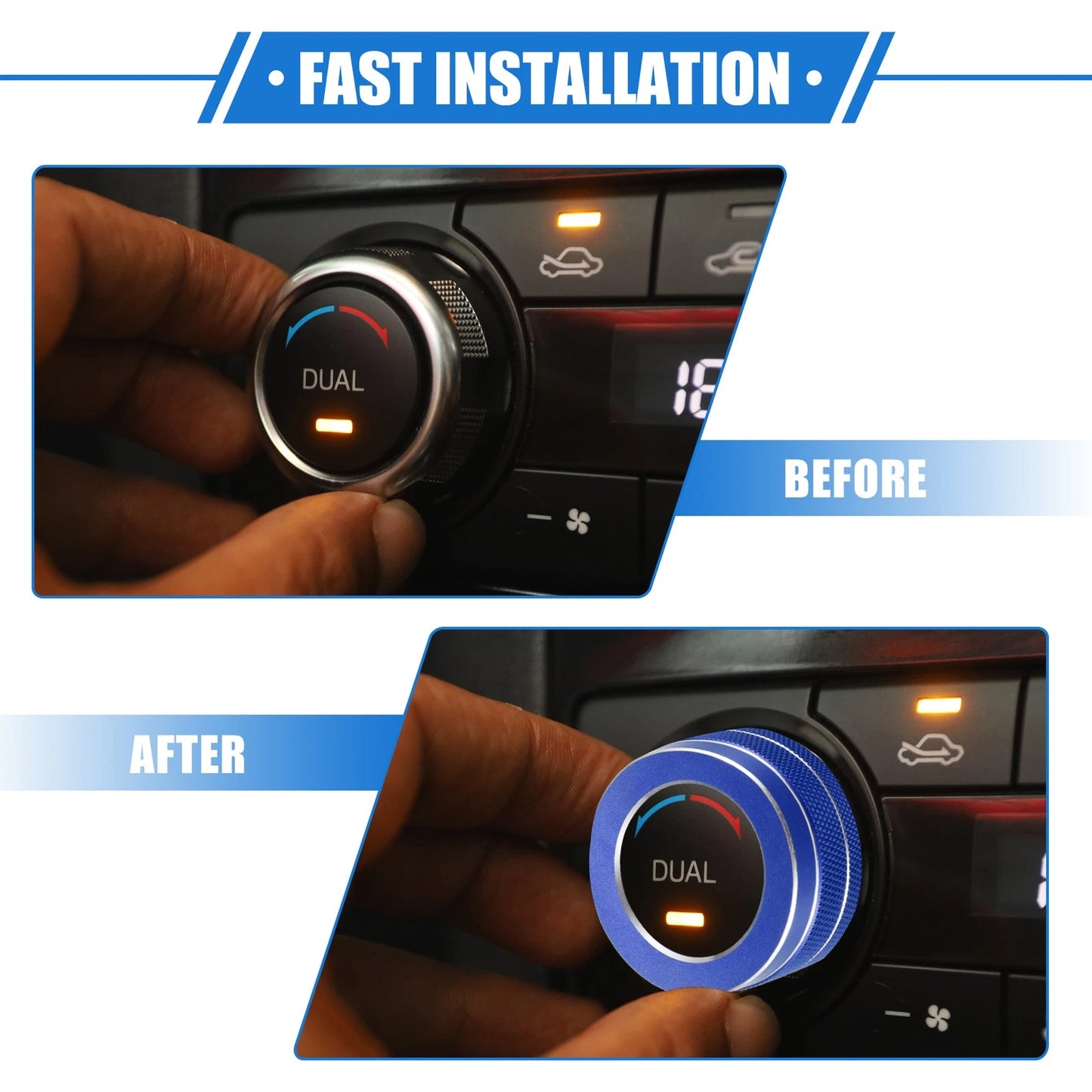 4 Pcs AC Climate Control Knob Rings for Toyota RAV4 (2019-2023) Blue