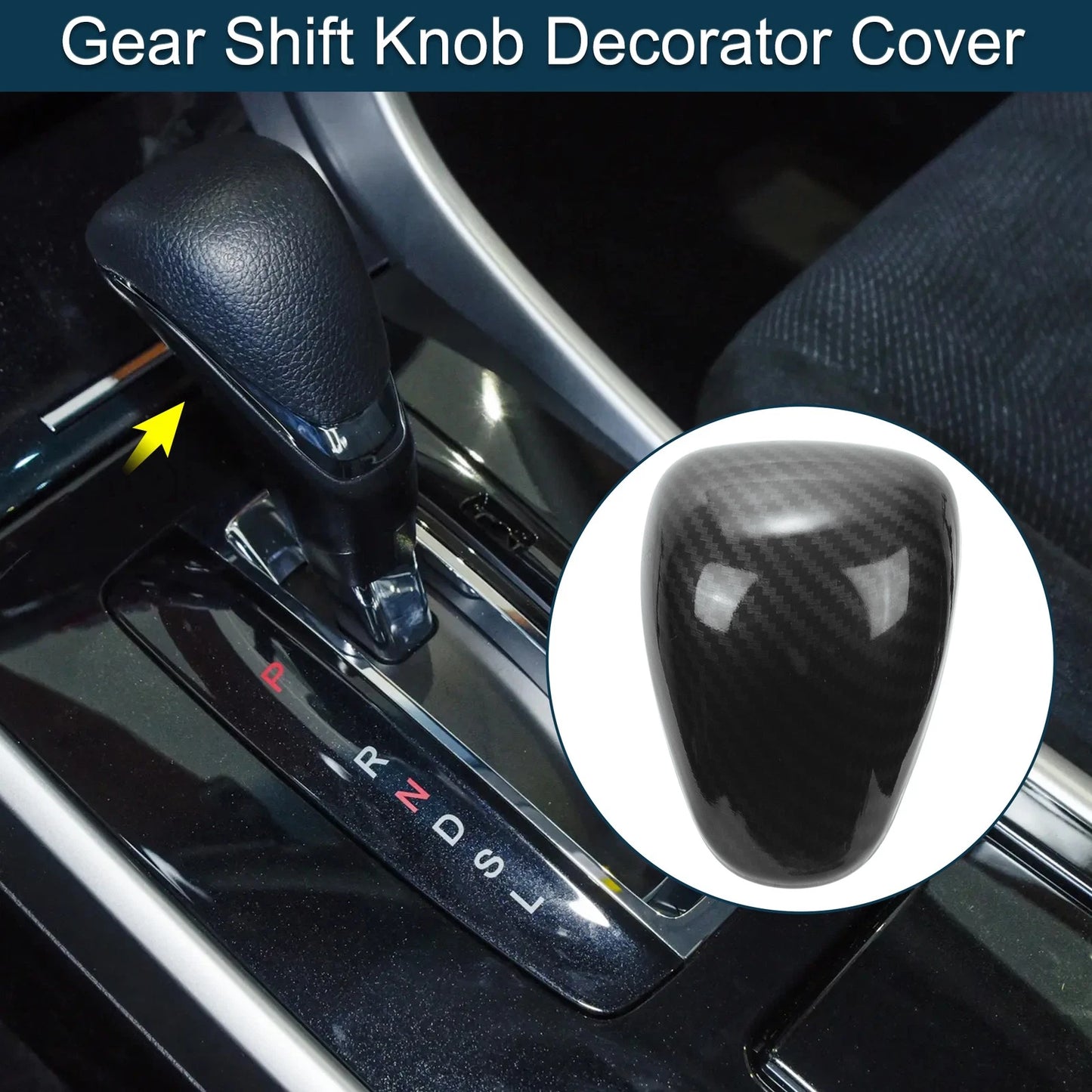 Carbon Fiber Black Gear Shift Knob Cover for Honda Accord (2013-2017)