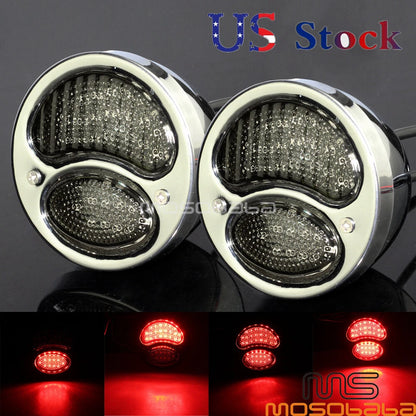Chrome LED Brake Stop Taillights for Harley, Honda, BMW, Bobber, Cafe Racer