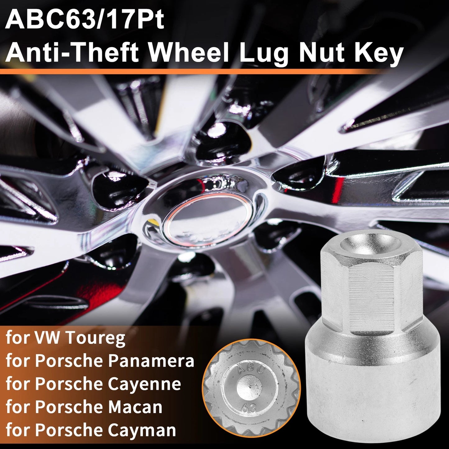 Wheel Lock Lug Nut for VW Toureg Key Socket Removal Tool