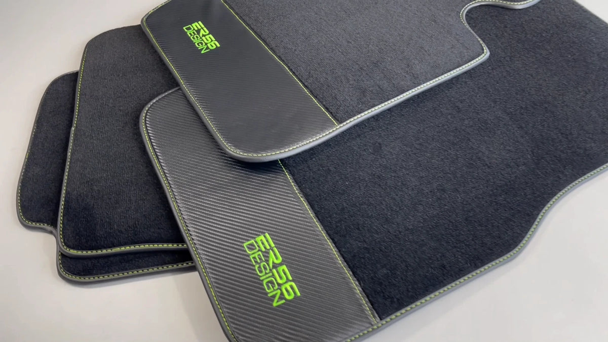 Floor Mats for BMW X5 E70 - Carbon Fiber Leather Design Green (2007-2013)