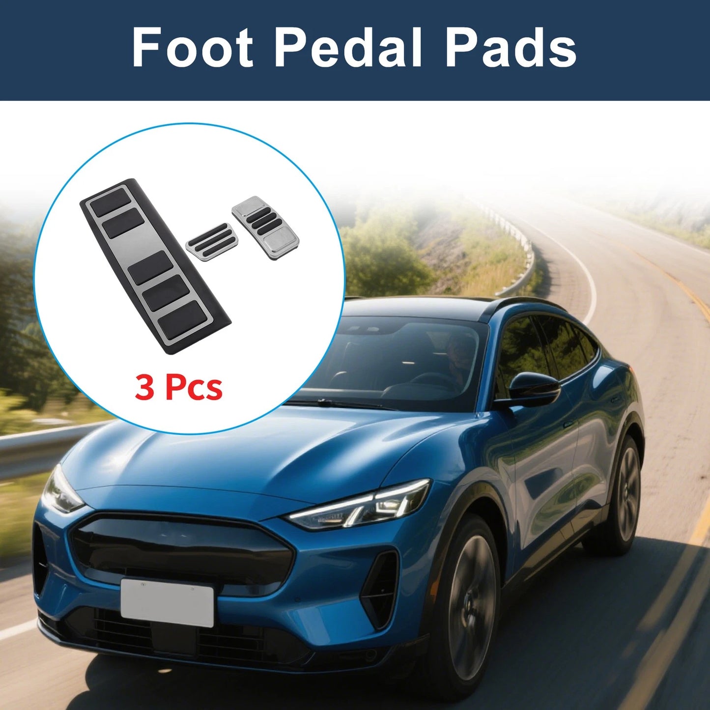 3 x Automatic Foot Accelerator Pedal Covers for Ford Mustang MACH-E (2021-2023)
