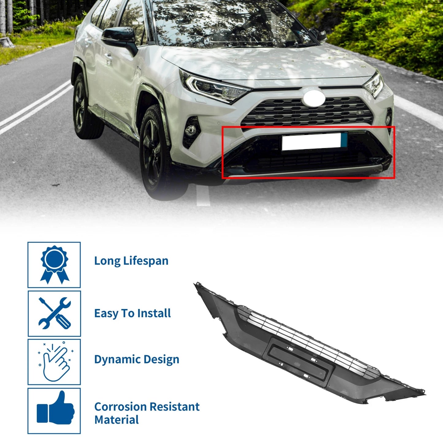 Front Bonnet Bumper Grille for Toyota RAV4 2019-2022 Black