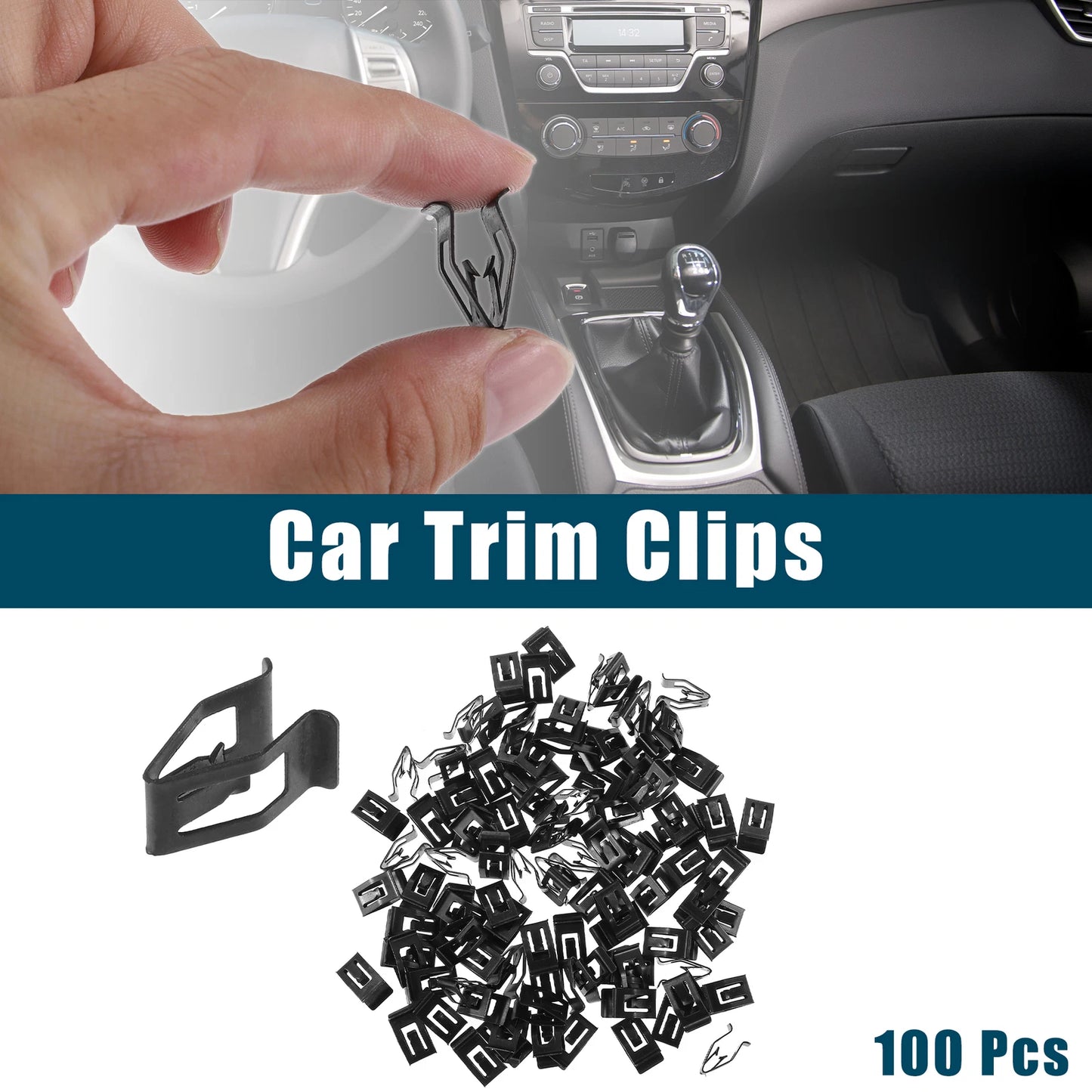 Interior Retainer Fastener Clips for Ford Mazda Black 100 Pcs