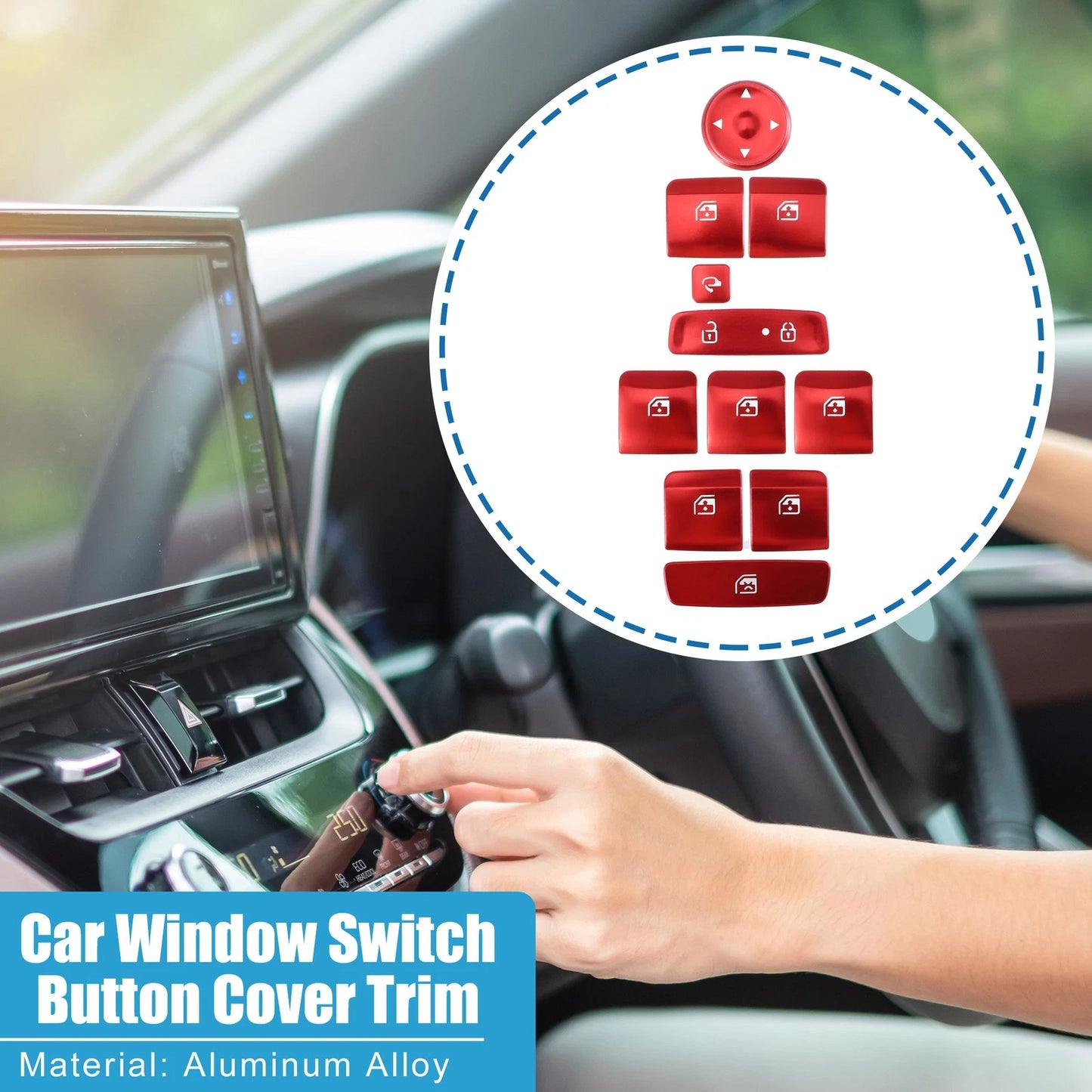 Window Switch Button Cover Trim for Hyundai Elantra 2021-2022 Red
