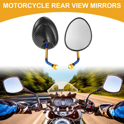 M10 Motorcycle Rear View Mirror Carbon Fiber Pattern Black