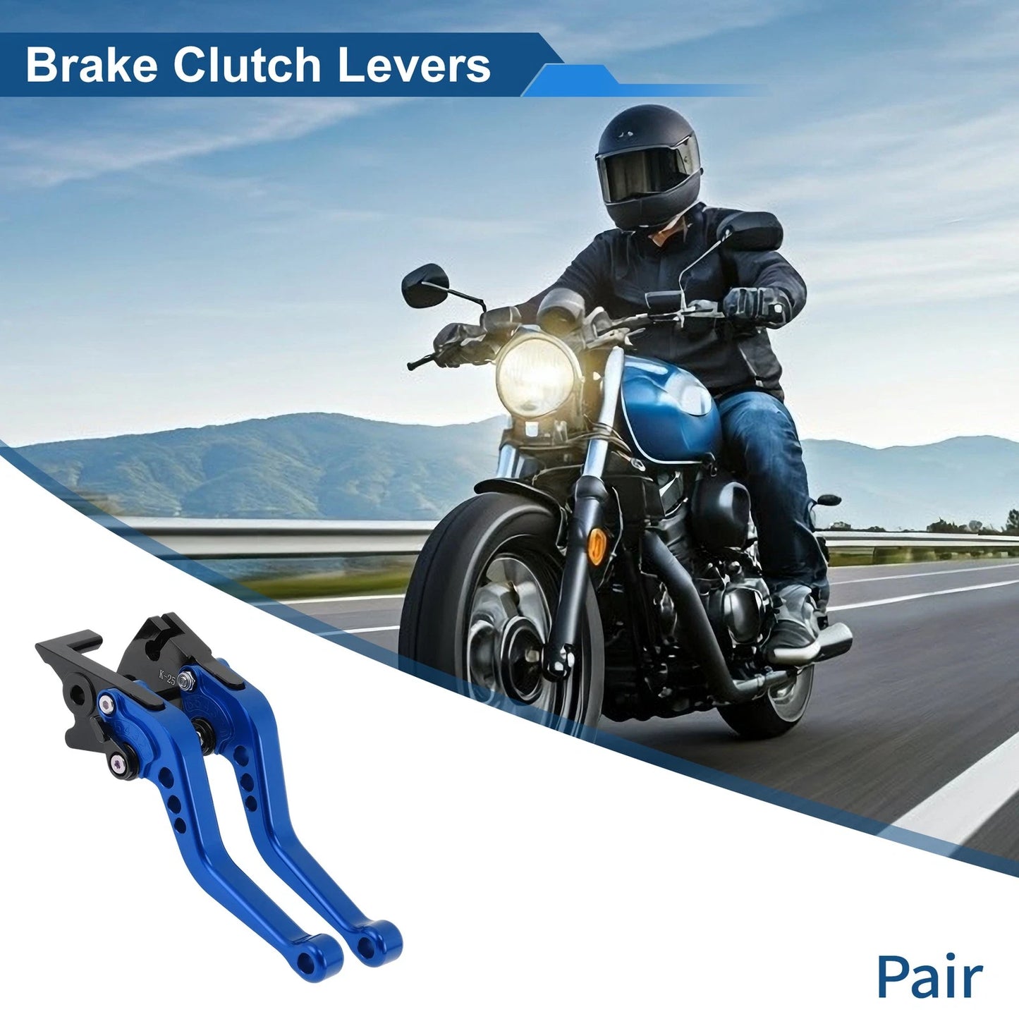 Adjustable Short Brake Clutch Levers Blue for Kawasaki Ninja 300/Z300(2013–2017)