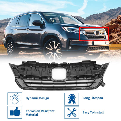 Front Bumper Grille for Honda Pilot 2019-2020 Black 1 Set