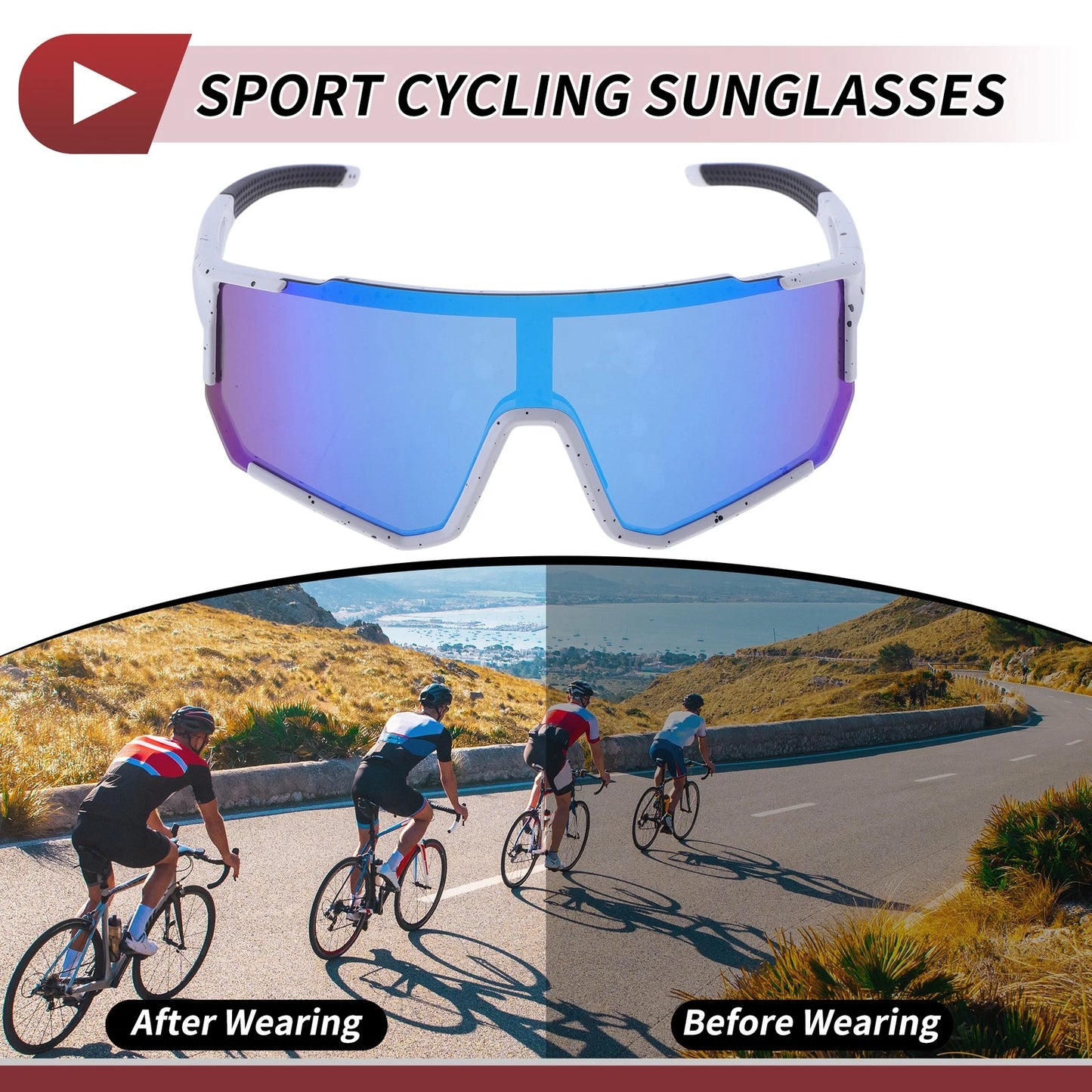 Goggles Motorcycle Riding Blue Lens White Black Spotted Frame for Motorcycle