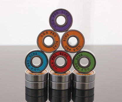 8Pcs ILQ-9 Inline Roller Skate Stainless Skateboard Bearings Speed Spacer Green