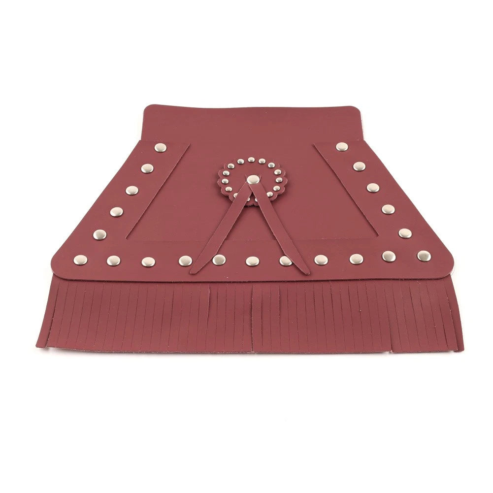 Leather Motorcycle Rear Fender Mud Flap Cover w/Fringe Red for Harley