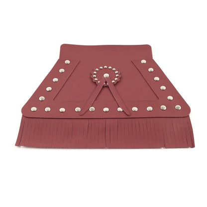 Leather Motorcycle Rear Fender Mud Flap Cover w/Fringe Red for Harley