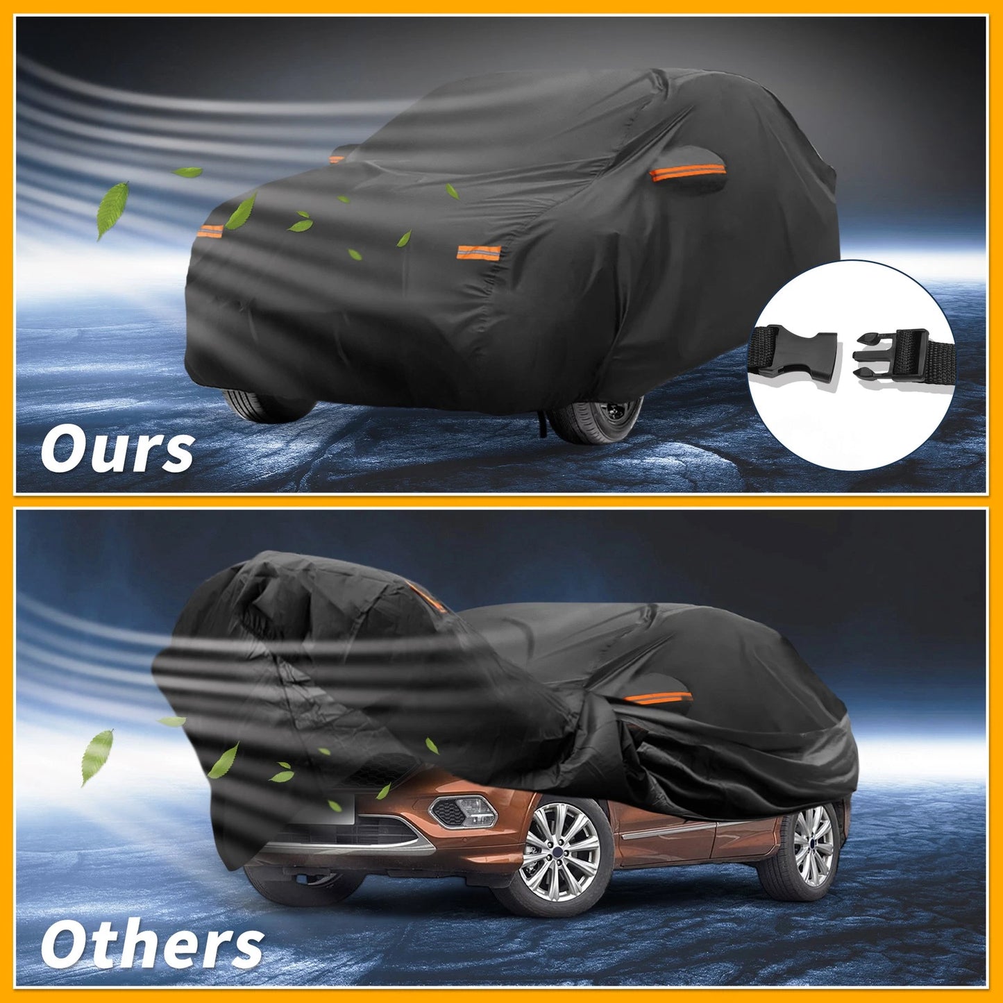 Waterproof All Weather Car Cover for Ford Kuga (2013-2023) Black 190T-PU