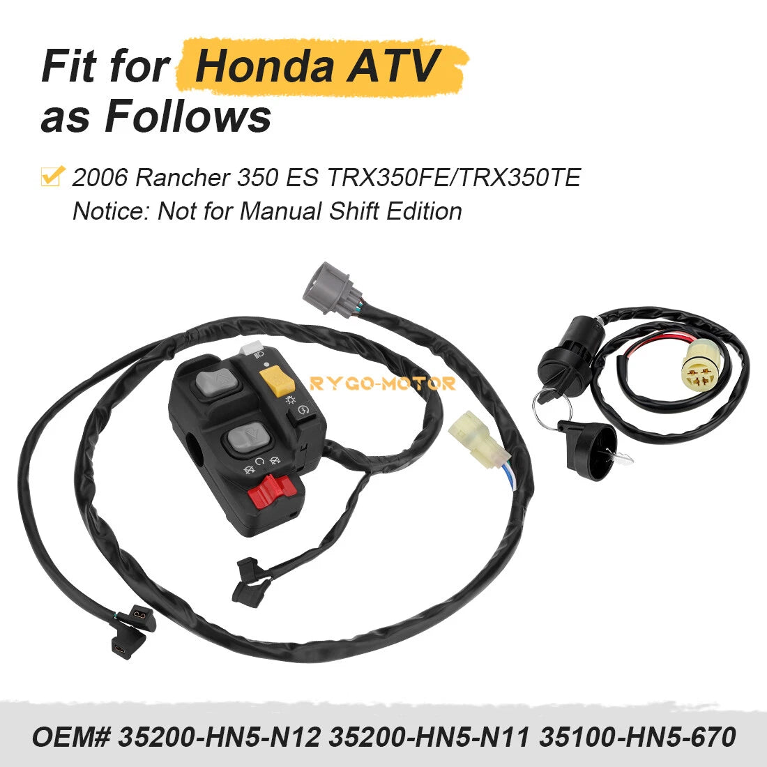 Handlebar & Key Switch for Honda Rancher 350 ES (2006–2006)
