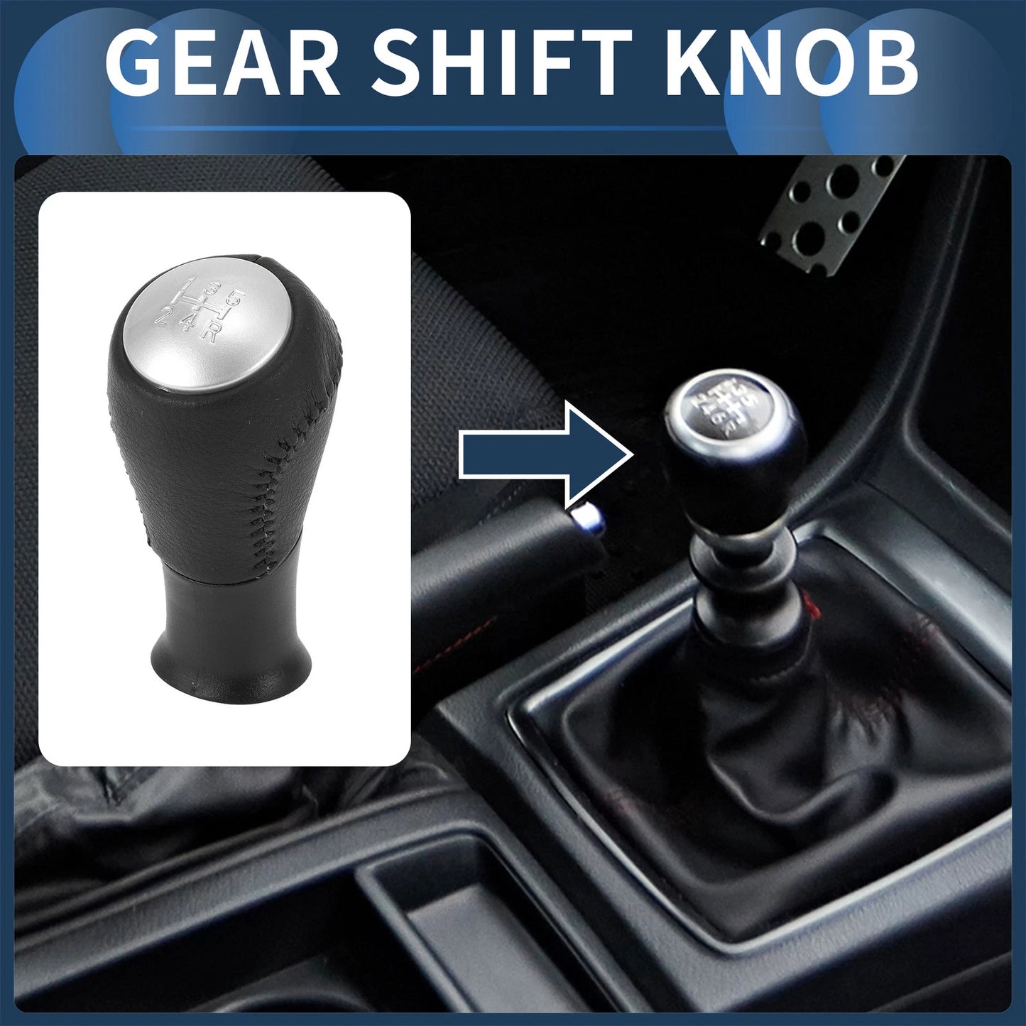 5 Speed Gear Shift Knob for Honda Accord (2003-2008) Black Silver Tone