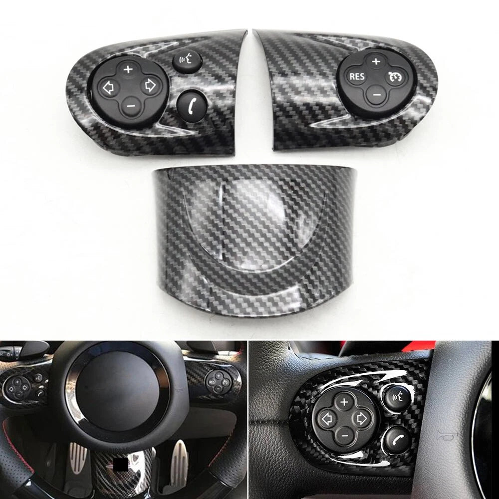 Multifunction Carbon Steering Wheel Switch Button Trim Cap for MINI Cooper