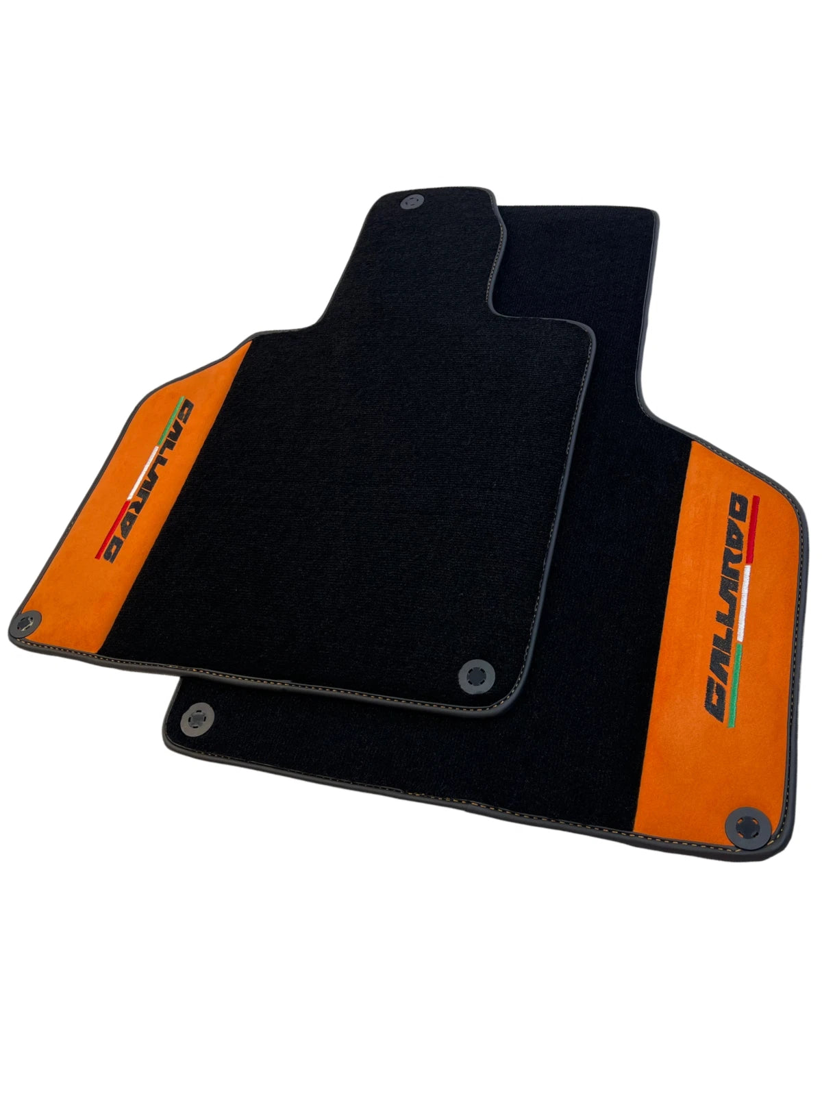 Black Floor Mats for Lamborghini Gallardo (2004-2013) - Orange Alcantara Leather