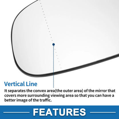 Heated Left Side Mirror Glass for Volvo C30 C70 S40 S60 V50 V70 (2001-2010)